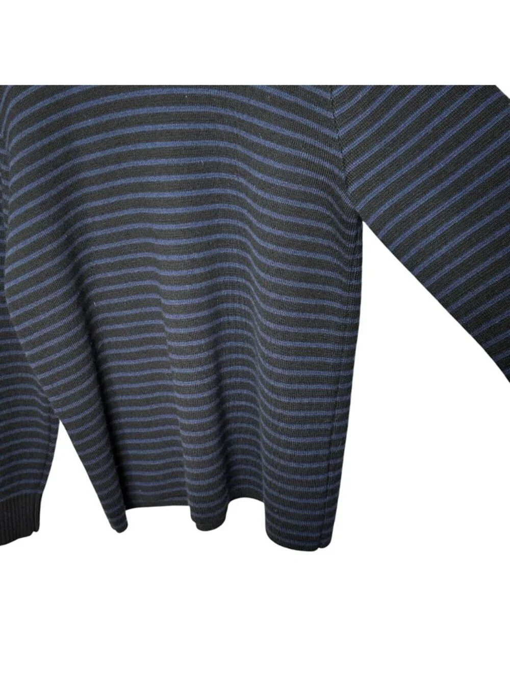 Everlane Wool Blend Navy Striped Crewneck Sweater Minimalist Old Money Sz L